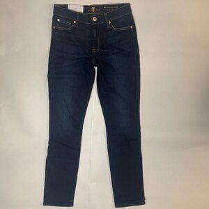 NWT 7 For All Mankind Jeans Mid-Rise Ankle Skinny Dark Wash Womens 28
